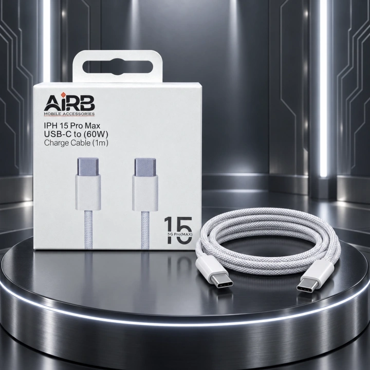 60W USB-C – USB-C Hasır Şarj Kablosu (iPhone 15 Kutulu)