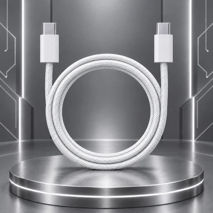 60W USB-C – USB-C Hasır Şarj Kablosu (iPhone 15 Kutulu)