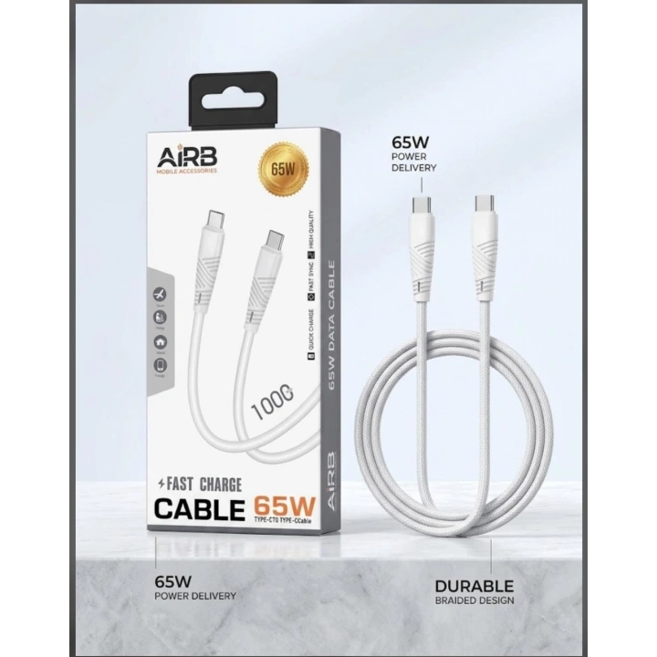 65W Type-C → Type-C Kalın Hızlı Şarj Kablosu