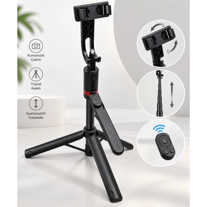 JH18 Akıllı Selfie Çubuğu / Tripod / Yüz tanıma