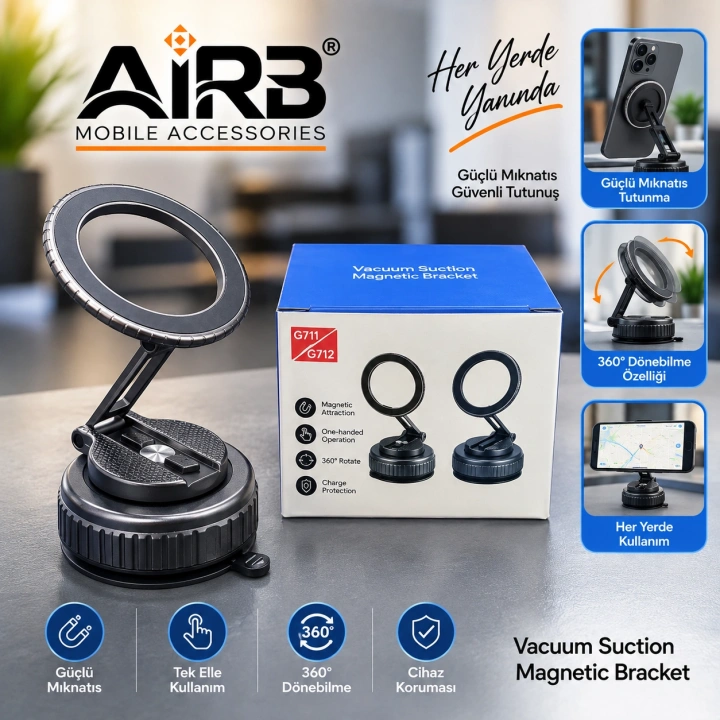 AiRB G-711 Vakumlu Manyetik Telefon Tutucu