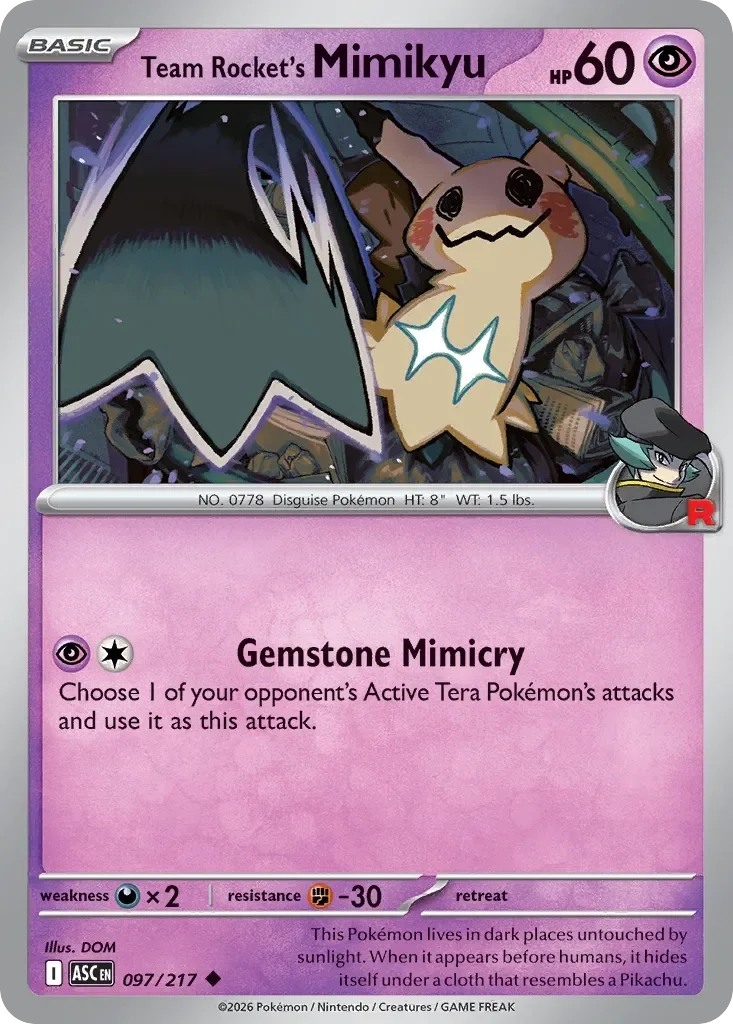 Team Rocket's Mimikyu Energy Reverse Holo