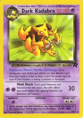 Dark Kadabra 39 Pokemon Team Rocket