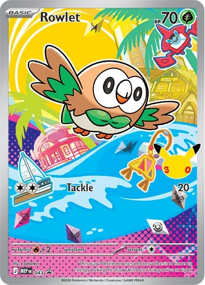 First Partner Rowlet 043 Mega Evolution Promo