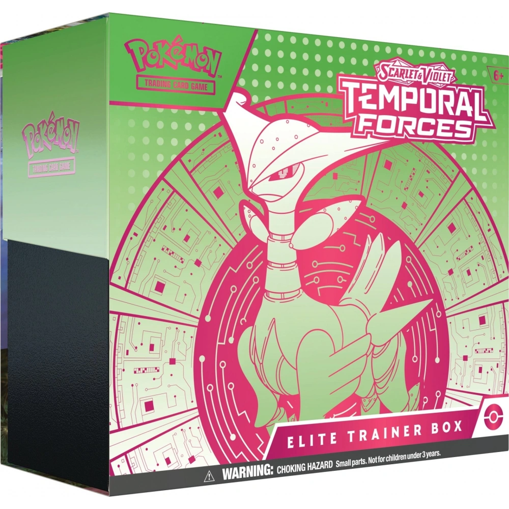 Scarlet and Violet Temporal Forces Elite Trainer Box Iron Leaves (Green & Pink)