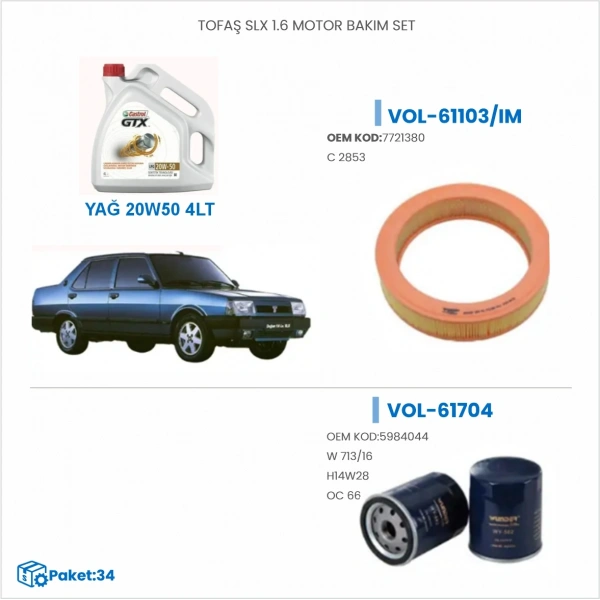 TOFAŞ SLX 1.6 MOTOR BAKIM SETİ