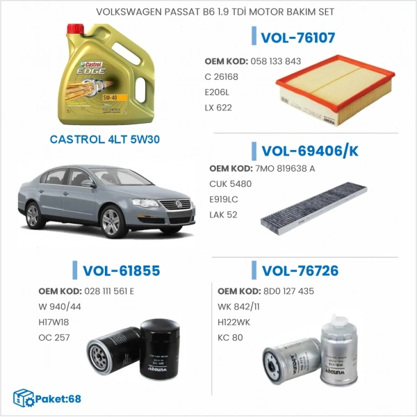 VOLKSWAGEN PASSAT B6 1.9 TDİ MOTOR BAKIM SETİ