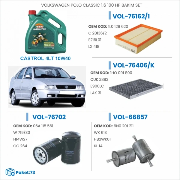 VOLKSWAGEN POLO CLASSİC 1.6 100 HP BAKIM SETİ