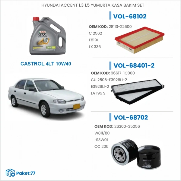 HYUNDAİ ACCENT 1.3 1.5 YUMURTA KASA BAKIM SETİ