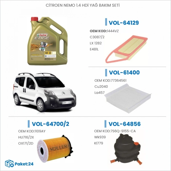CITROEN NEMO 1.4 HDİ YAĞ BAKIM SETİ