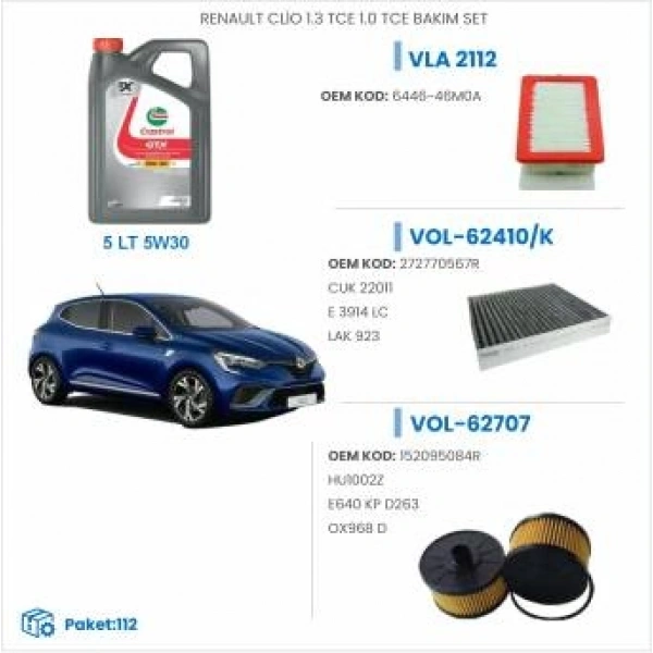 RENAULT CLİO 1.3 TCE 1.0 TCE BAKIM SETİ