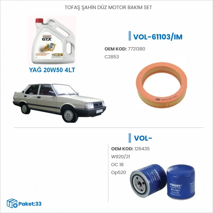 TOFAŞ ŞAHİN DÜZ MOTOR BAKIM SETİ