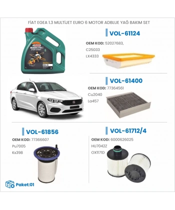 FİAT EGEA 1.3 MULTİJET EURO 6 MOTOR ADBLUE YAĞ BAKIM SET