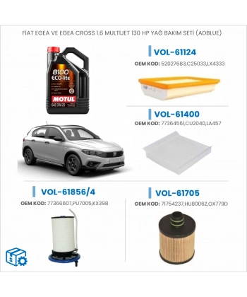 FİAT EGEA VE EGEA CROSS 1.6 MULTIJET 130 HP YAĞ BAKIM SETİ (ADBLUE)