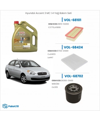 Hyundai Accent 3 MC 1.4 Yağ Bakım Seti