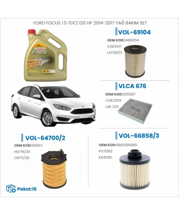 FORD FOCUS 1.5 TDCİ 120 HP 2014-2017 YAĞ BAKIM SETİ
