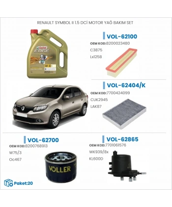 RENAULT SYMBOL II 1.5 DCİ MOTOR YAĞ BAKIM SETİ