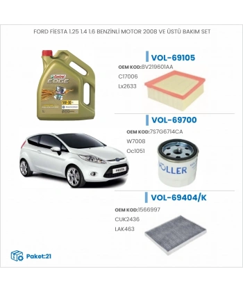 FORD FİESTA 1.25 1.4 1.6 BENZİNLİ MOTOR 2008 VE ÜSTÜ BAKIM SETİ