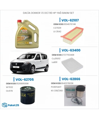 DACİA DOKKER 1.5 DCİ 90 HP YAĞ BAKIM SETİ