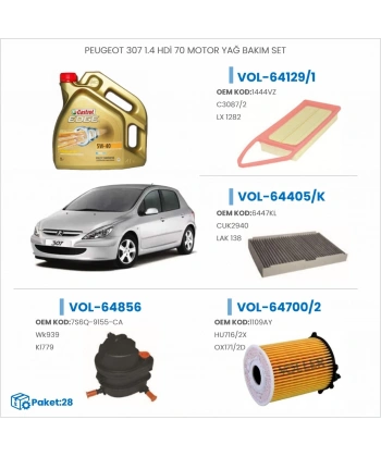 PEUGEOT 307 1.4 HDİ 70 HP MOTOR YAĞ BAKIM SETİ