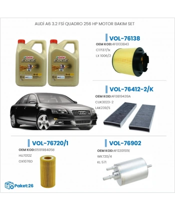 AUDİ A6 3.2 FSİ QUADRO 256 HP MOTOR BAKIM SETİ