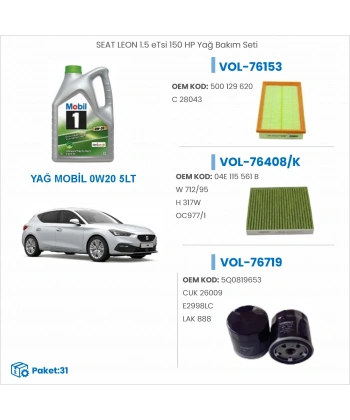 SEAT LEON 1.5 eTsi 150 HP Yağ Bakım Seti