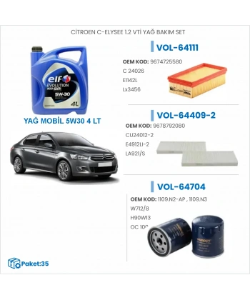CİTROEN C-ELYSEE 1.2 VTİ YAĞ BAKIM SETİ