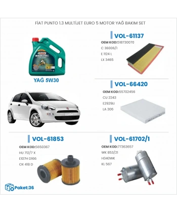 FİAT PUNTO 1.3 MULTİJET EURO 5 MOTOR YAĞ BAKIM SETİ
