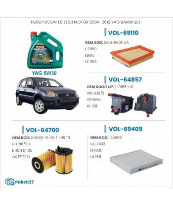 FORD FUSİON 1.6 TDCİ MOTOR 2004-2012 YAĞ BAKIM SETİ