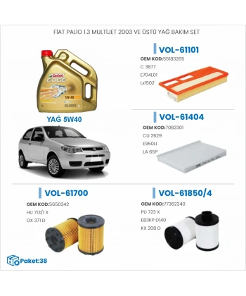 FİAT PALİO 1.3 MULTİJET 2003 VE ÜSTÜ YAĞ BAKIM SETİ