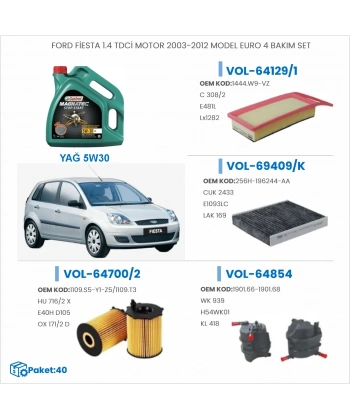 FORD FİESTA 1.4 TDCİ MOTOR 2003-2012 MODEL EURO 4 BAKIM SETİ