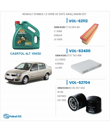 RENAULT SYMBOL 1.2 2008 VE ÜSTÜ ARAÇ BAKIM SETİ