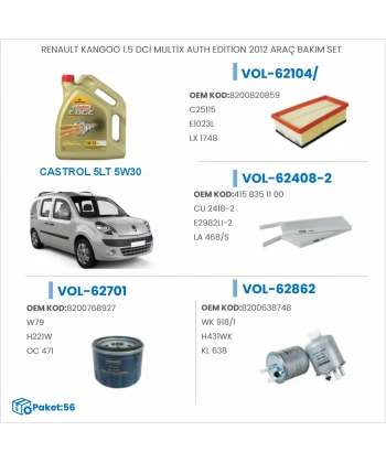 RENAULT KANGOO 1.5 DCİ MULTİX AUTH EDİTİON 2012 ARAÇ BAKIM SETİ