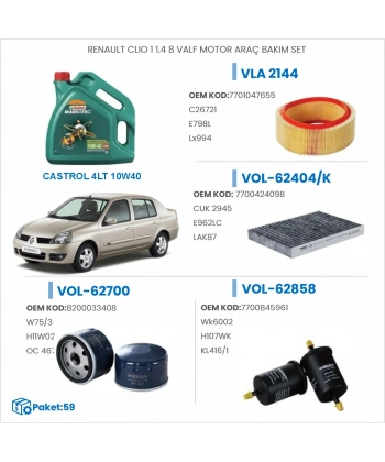 RENAULT CLIO 1 1.4 8 VALF MOTOR ARAÇ BAKIM SETİ
