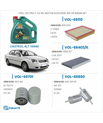 OPEL VECTRA C 1.6 16v MOTOR KOD:Z16XE 100 HP BAKIM SETİ