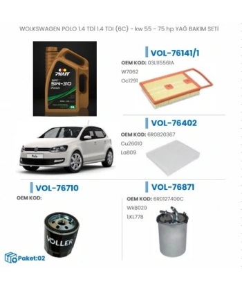 VOLKSWAGEN POLO 1.4 TDİ 1.4 TDI (6C) - kw 55 - 75 hp YAĞ BAKIM SETİ