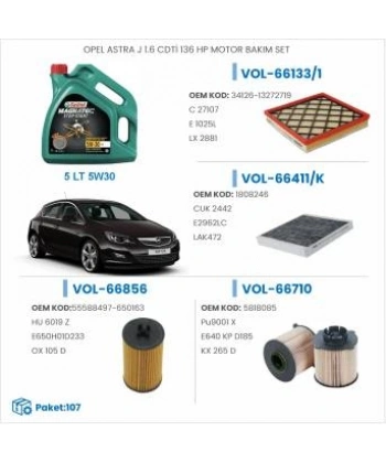 OPEL ASTRA J 1.6 CDTİ 136 HP MOTOR BAKIM SETİ