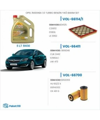 OPEL İNSİGNİA 1.6 TURBO BENZİN YAĞ BAKIM SETİ