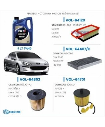 PEUGEOT 407 2.0 HDİ MOTOR YAĞ BAKIM SETİ