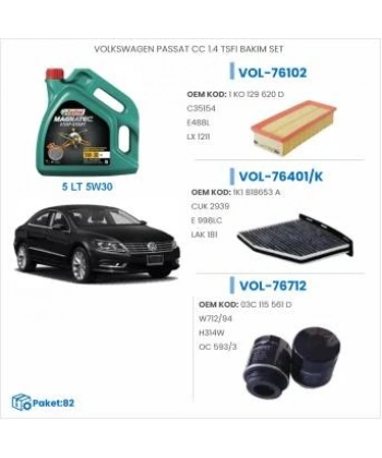 VOLKSWAGEN PASSAT 1.4 TSİ 160 HP 11/11 → 12/16 YAĞ BAKIM SETİ