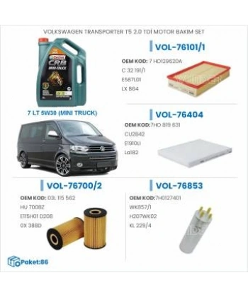 VOLKSWAGEN TRANSPORTER T5 2.0 TDİ MOTOR BAKIM SETİ