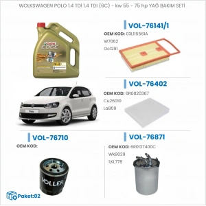VOLKSWAGEN POLO 1.4 TDİ 1.4 TDI (6C) - kw 55 - 75 hp YAĞ BAKIM SETİ