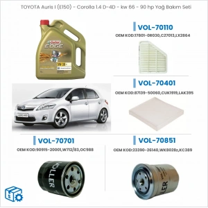 TOYATA Aurıs I (E150)- Coralla 1.4 D-D4-KW 60-99 hp Yağ Bakım Seti