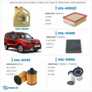 2010 VE ÜSTÜ FİAT DOBLO 1.6 MULTİJET EURO 6 70KW 90HP YAĞ BAKIM SETİ