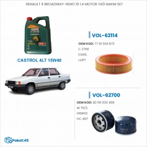 RENAULT 9 BROADWAY-RENO 19 1.4 MOTOR YAĞ BAKIM SETİ