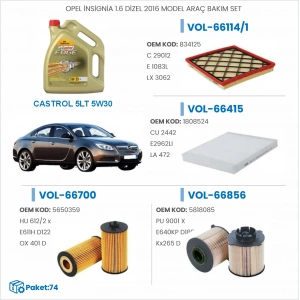OPEL İNSİGNİA 1.6 DİZEL 2016 MODEL ARAÇ BAKIM SETİ