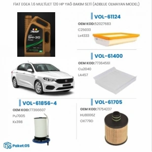 FİAT EGEA VE EGEA CROSS 1.6 MULTIJET 130 HP YAĞ BAKIM SETİ (ADBLUE OLMAYAN MODEL)