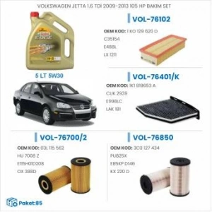 VOLKSWAGEN JETTA 1.6 TDİ 2009-2013 105 HP BAKIM SETİ