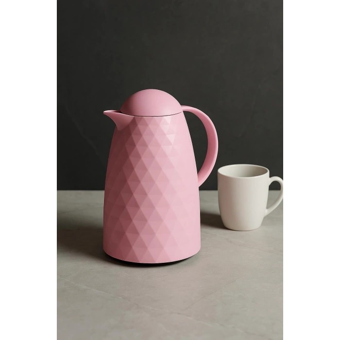 1 Lt Akrilik Soft Pembe Çay Termosu 12 Saat Sıcak 24 Saat Soğuk