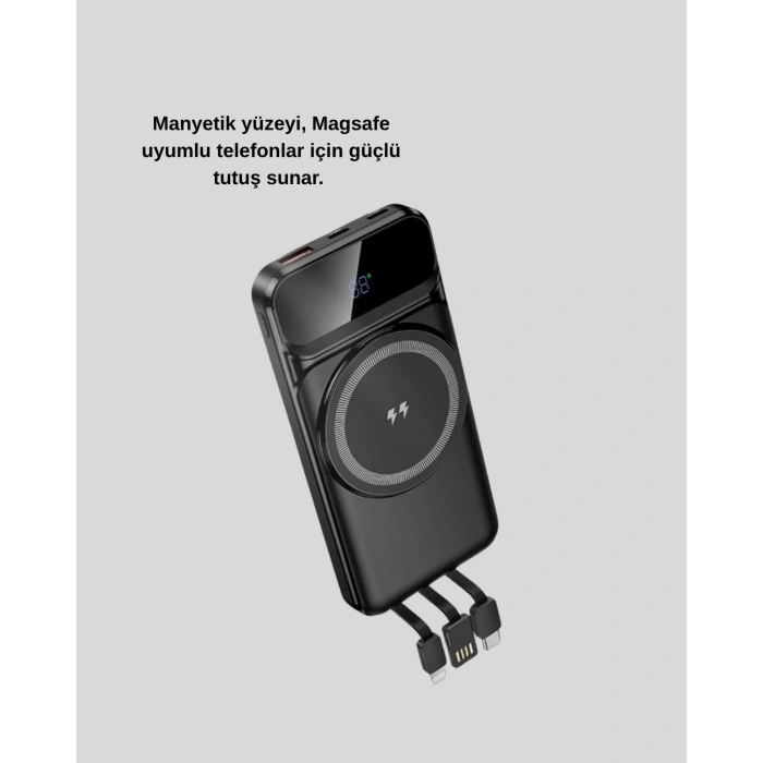 10000 mAh Kablosuz Powerbank – 15W Hızlı Şarj,  Type-C Çoklu Çıkışlı